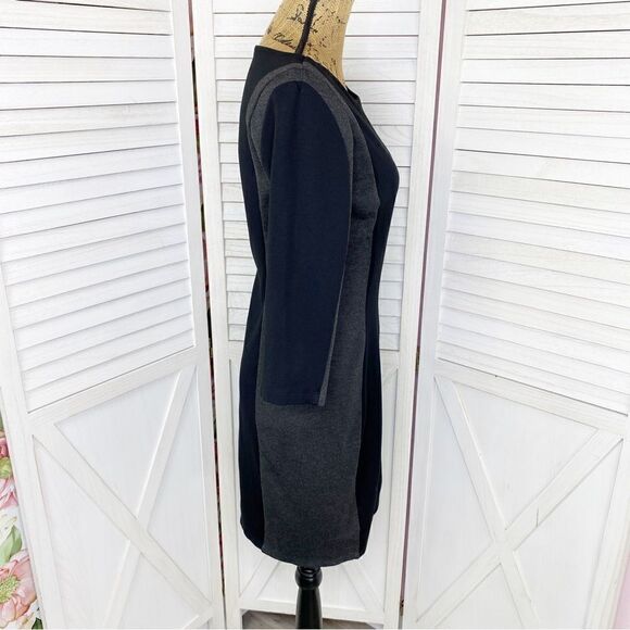 H&M Knit Colorblock Bodycon Sheath Dress Black Gray Medium - Picture 4 of 14
